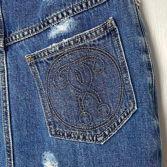 NWT MOSCHINO Retro 90s High Waist Question Mark Logo Distress Denim Jean Skirt 2 - Picture 3 of 6